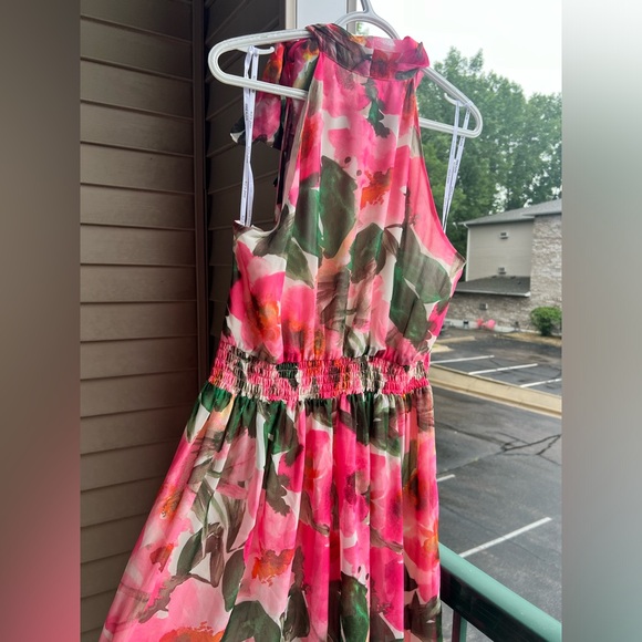 Anne Klein Camellia Multi Floral Sleeveless Halter Gown Maxi Dress Size 14 - Picture 6 of 16